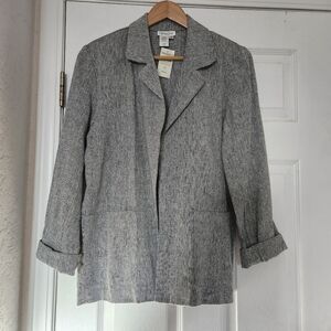 NWTS Coldwater Creek Women's Grey Linen Cotton Blend Blazer Size 14